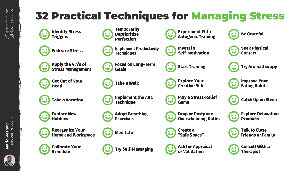 32 practical techniques for managing stress