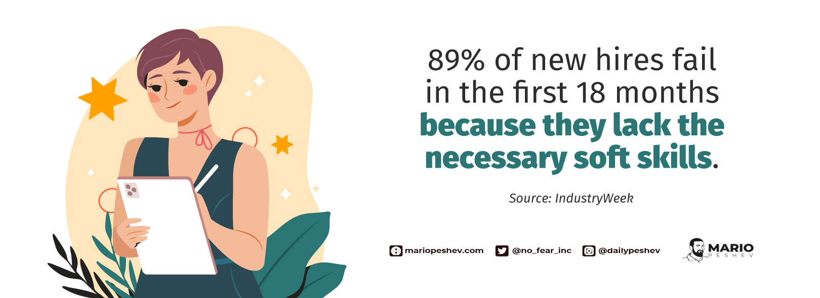 89% of new hires fail in the first 18 months because they lack the necessary soft skills.